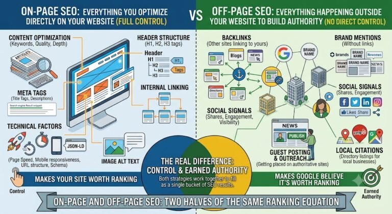 On-Page vs Off-Page SEO comparison