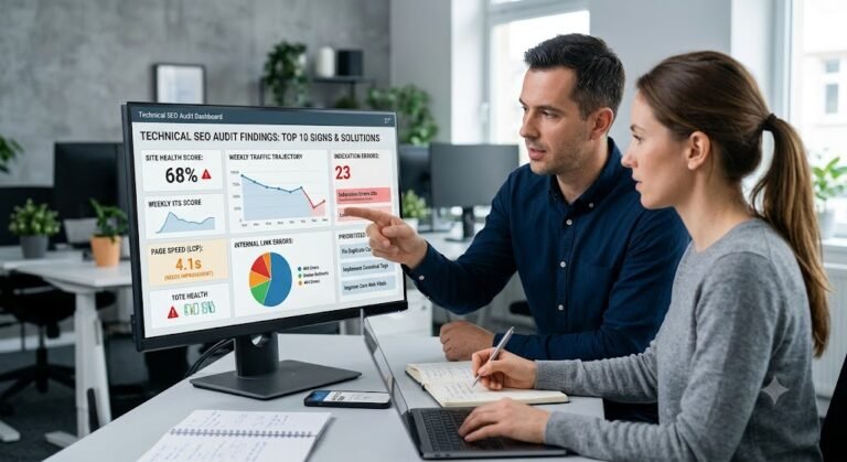 Technical SEO audit dashboard