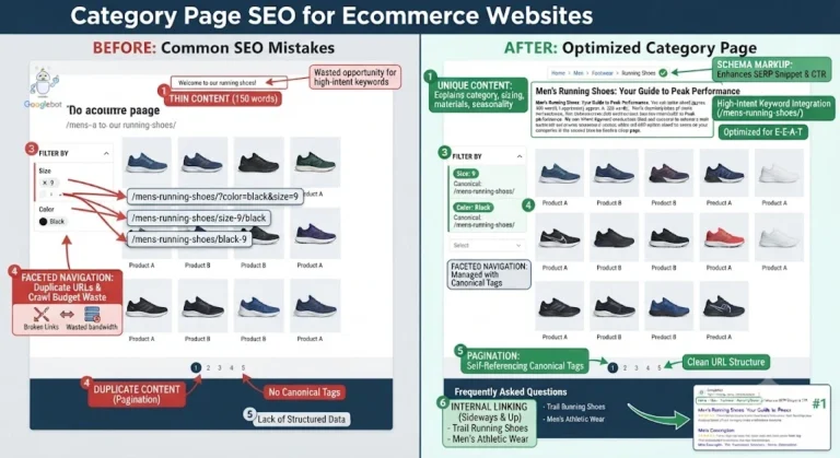 Ecommerce category page SEO optimization best practices and troubleshooting guide