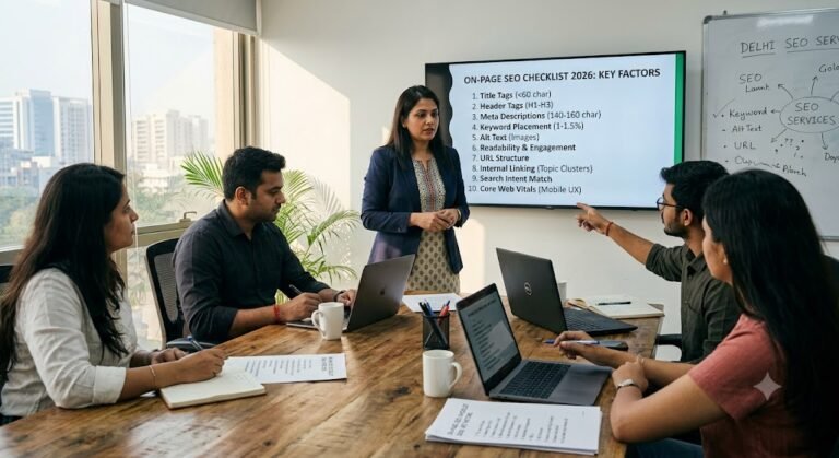 On-page SEO checklist 2026 discussed during SEO strategy meeting