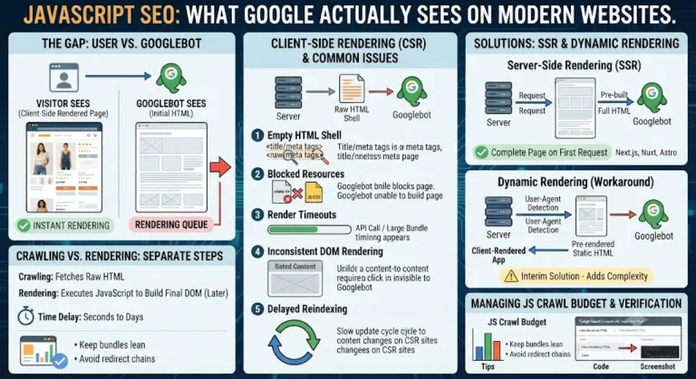 Googlebot Rendering vs User View on Modern Websites Infographic