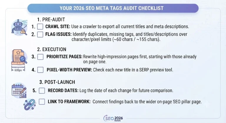 Examples comparing weak and strong title tags for SEO optimization in 2026.